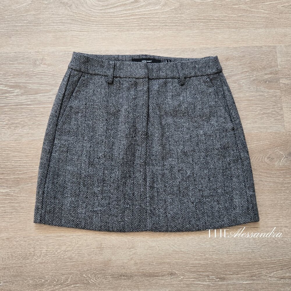 Vero Moda Lizzie Mini Skirt Herringbone Tweed EU 36 US 4 UK 8 New Without Tags - Picture 8 of 13